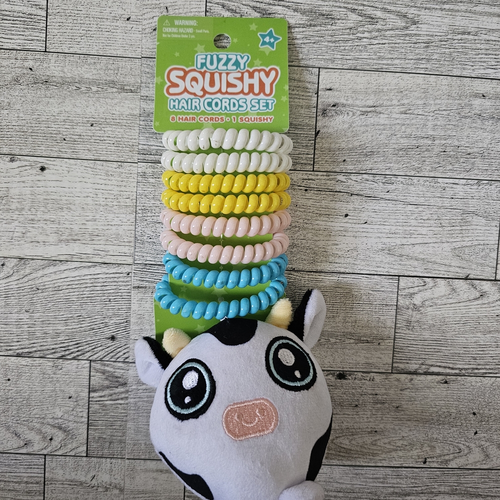 Fuzzy Squishy Hair Cords Set - Multicolor 9 Piece Set